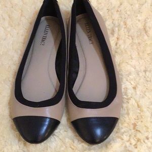 Ellen Tracy flats two tone leather.
